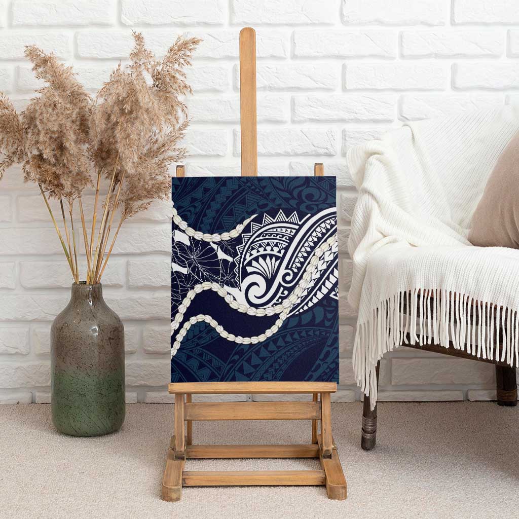 Aloha Hawaii Kalo Pikake Lei Canvas Wall Art Chest Tattoo Oxford Blue Hawaiian Pattern LT14 - Polynesian Pride