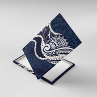 Aloha Hawaii Kalo Pikake Lei Canvas Wall Art Chest Tattoo Oxford Blue Hawaiian Pattern LT14 With Frame Oxford Blue - Polynesian Pride