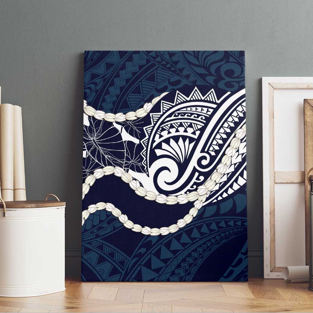 Aloha Hawaii Kalo Pikake Lei Canvas Wall Art Chest Tattoo Oxford Blue Hawaiian Pattern LT14 - Polynesian Pride