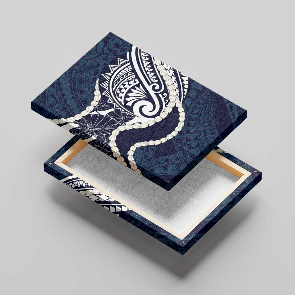 Aloha Hawaii Kalo Pikake Lei Canvas Wall Art Chest Tattoo Oxford Blue Hawaiian Pattern LT14 - Polynesian Pride
