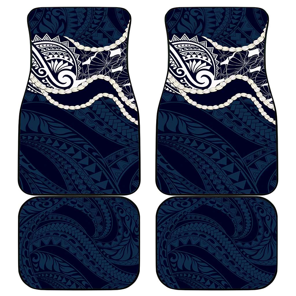 Aloha Hawaii Kalo Pikake Lei Car Mats Chest Tattoo Oxford Blue Hawaiian Pattern