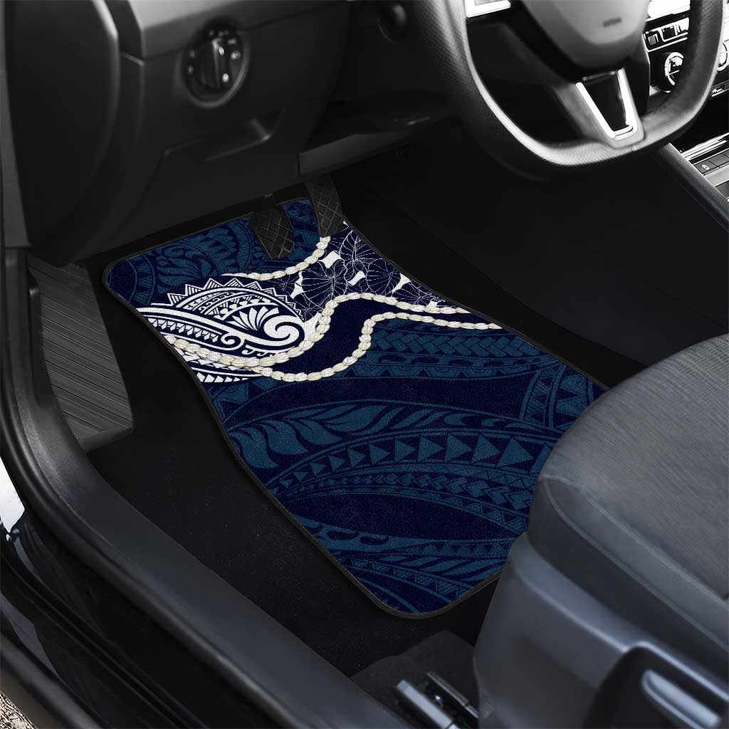 Aloha Hawaii Kalo Pikake Lei Car Mats Chest Tattoo Oxford Blue Hawaiian Pattern