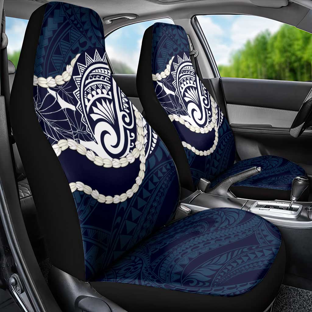 Aloha Hawaii Kalo Pikake Lei Car Seat Cover Chest Tattoo Oxford Blue Hawaiian Pattern LT14 - Polynesian Pride