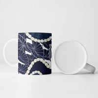 Aloha Hawaii Kalo Pikake Lei Ceramic Mug Chest Tattoo Oxford Blue Hawaiian Pattern LT14 - Polynesian Pride