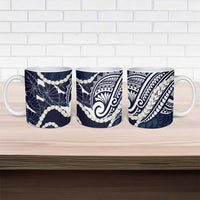 Aloha Hawaii Kalo Pikake Lei Ceramic Mug Chest Tattoo Oxford Blue Hawaiian Pattern LT14 - Polynesian Pride