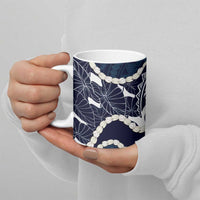 Aloha Hawaii Kalo Pikake Lei Ceramic Mug Chest Tattoo Oxford Blue Hawaiian Pattern LT14 - Polynesian Pride