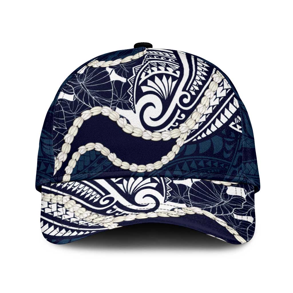 Aloha Hawaii Kalo Pikake Lei Classic Cap Chest Tattoo Oxford Blue Hawaiian Pattern LT14 Universal Fit Oxford Blue - Polynesian Pride