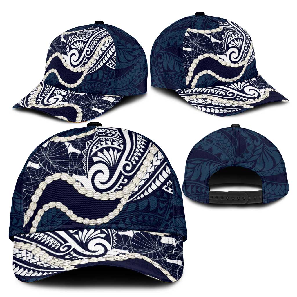 Aloha Hawaii Kalo Pikake Lei Classic Cap Chest Tattoo Oxford Blue Hawaiian Pattern LT14 - Polynesian Pride