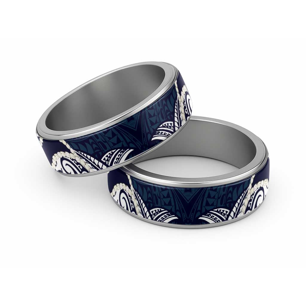 Aloha Hawaii Kalo Pikake Lei Classic Ring Chest Tattoo Oxford Blue Hawaiian Pattern