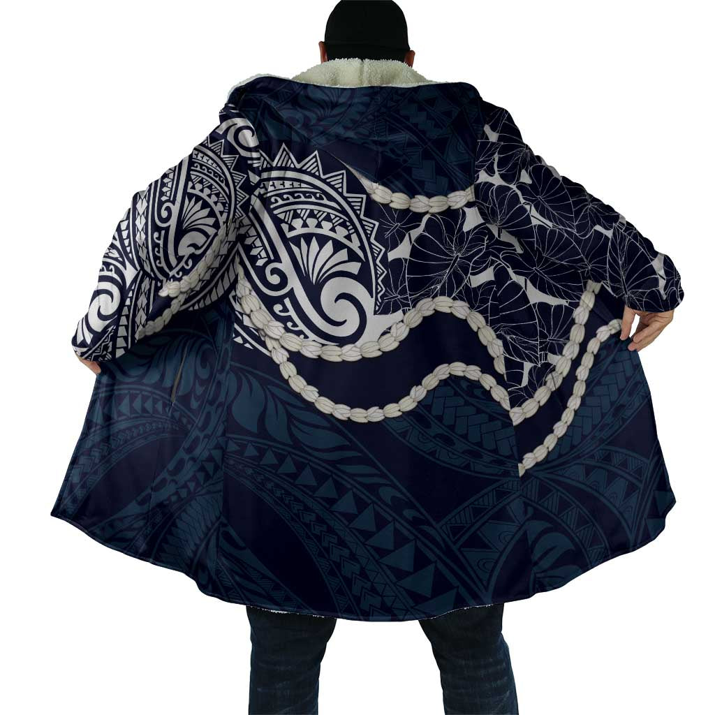 Aloha Hawaii Kalo Pikake Lei Cloak Chest Tattoo Oxford Blue Hawaiian Pattern LT14 - Polynesian Pride