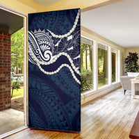 Aloha Hawaii Kalo Pikake Lei Door Cover Chest Tattoo Oxford Blue Hawaiian Pattern LT14 - Polynesian Pride
