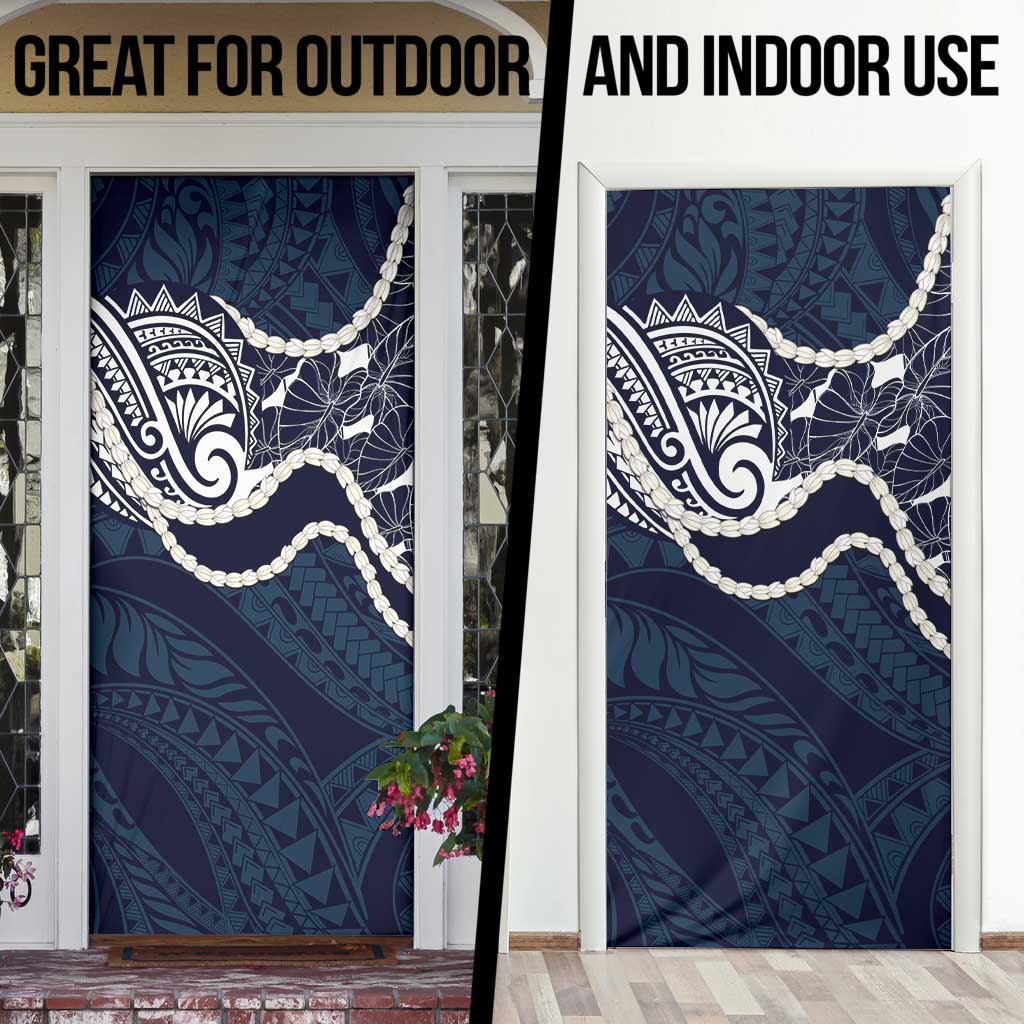 Aloha Hawaii Kalo Pikake Lei Door Cover Chest Tattoo Oxford Blue Hawaiian Pattern LT14 - Polynesian Pride