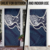 Aloha Hawaii Kalo Pikake Lei Door Cover Chest Tattoo Oxford Blue Hawaiian Pattern LT14 - Polynesian Pride