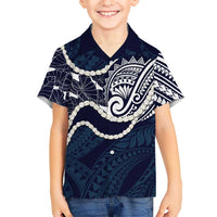 Aloha Hawaii Kalo Pikake Lei Family Matching Tank Maxi Dress and Hawaiian Shirt Chest Tattoo Oxford Blue Hawaiian Pattern