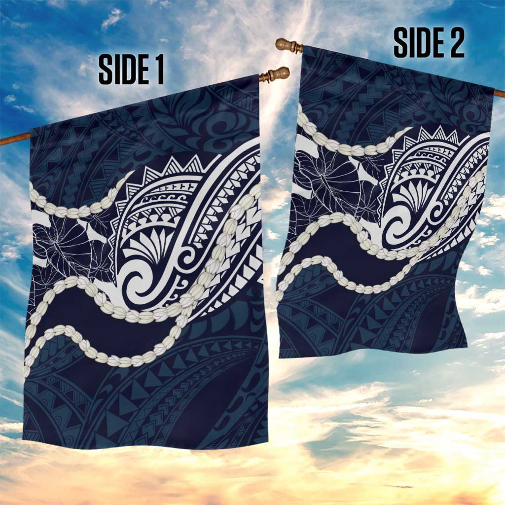 Aloha Hawaii Kalo Pikake Lei Garden Flag Chest Tattoo Oxford Blue Hawaiian Pattern LT14 - Polynesian Pride
