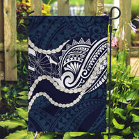 Aloha Hawaii Kalo Pikake Lei Garden Flag Chest Tattoo Oxford Blue Hawaiian Pattern LT14 Garden Flag Oxford Blue - Polynesian Pride