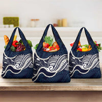 Aloha Hawaii Kalo Pikake Lei Grocery Bag Chest Tattoo Oxford Blue Hawaiian Pattern LT14 3-pack One Size Oxford Blue - Polynesian Pride
