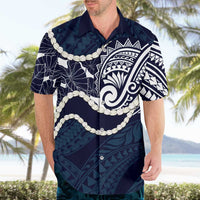 Aloha Hawaii Kalo Pikake Lei Hawaiian Shirt Chest Tattoo Oxford Blue Hawaiian Pattern LT14 - Polynesian Pride