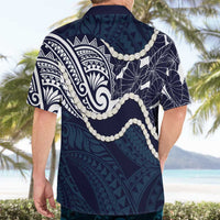 Aloha Hawaii Kalo Pikake Lei Hawaiian Shirt Chest Tattoo Oxford Blue Hawaiian Pattern LT14 - Polynesian Pride