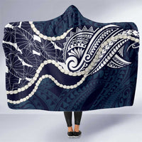 Aloha Hawaii Kalo Pikake Lei Hooded Blanket Chest Tattoo Oxford Blue Hawaiian Pattern LT14 One Size Oxford Blue - Polynesian Pride