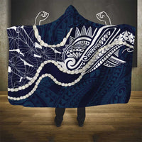 Aloha Hawaii Kalo Pikake Lei Hooded Blanket Chest Tattoo Oxford Blue Hawaiian Pattern LT14 - Polynesian Pride