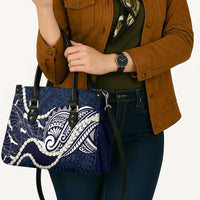 Aloha Hawaii Kalo Pikake Lei Leather Bag Chest Tattoo Oxford Blue Hawaiian Pattern LT14 - Polynesian Pride