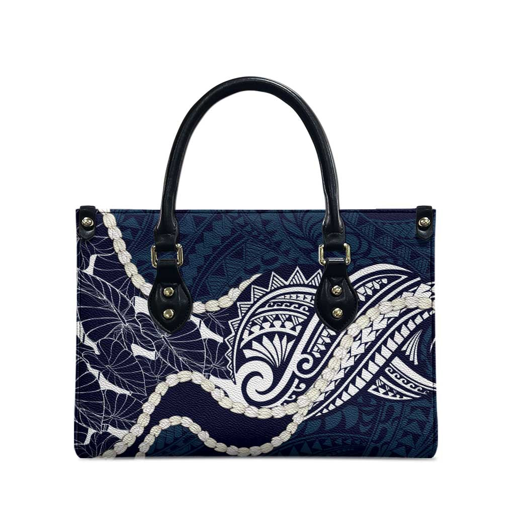 Aloha Hawaii Kalo Pikake Lei Leather Bag Chest Tattoo Oxford Blue Hawaiian Pattern LT14 - Polynesian Pride