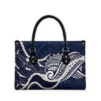 Aloha Hawaii Kalo Pikake Lei Leather Bag Chest Tattoo Oxford Blue Hawaiian Pattern LT14 - Polynesian Pride