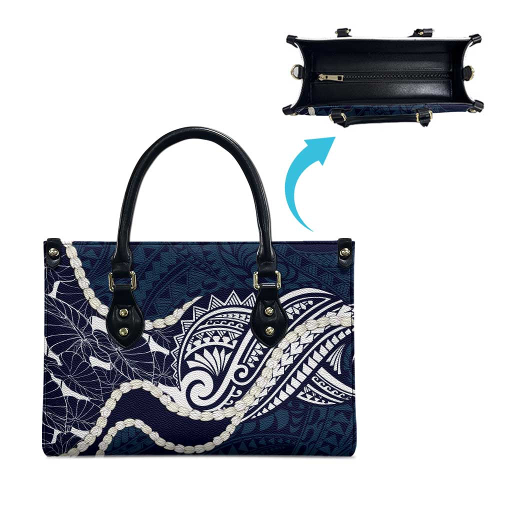 Aloha Hawaii Kalo Pikake Lei Leather Bag Chest Tattoo Oxford Blue Hawaiian Pattern LT14 - Polynesian Pride