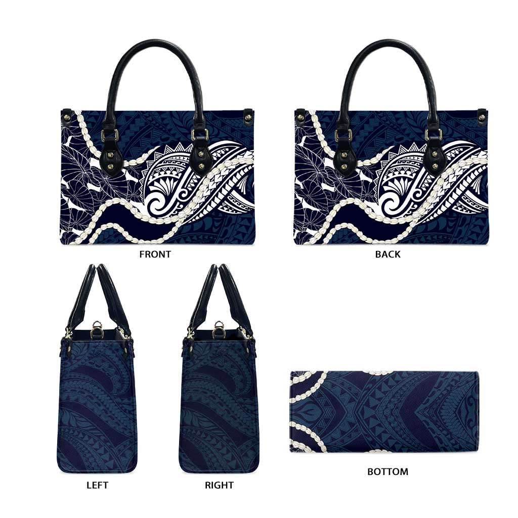 Aloha Hawaii Kalo Pikake Lei Leather Bag Chest Tattoo Oxford Blue Hawaiian Pattern LT14 - Polynesian Pride