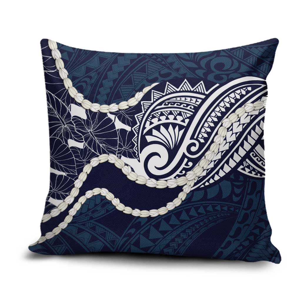 Aloha Hawaii Kalo Pikake Lei Pillow Cover Chest Tattoo Oxford Blue Hawaiian Pattern LT14 Oxford Blue - Polynesian Pride
