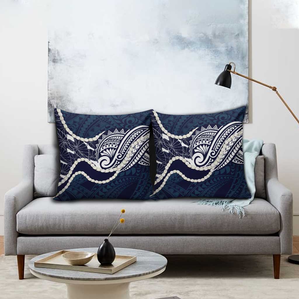 Aloha Hawaii Kalo Pikake Lei Pillow Cover Chest Tattoo Oxford Blue Hawaiian Pattern LT14 - Polynesian Pride