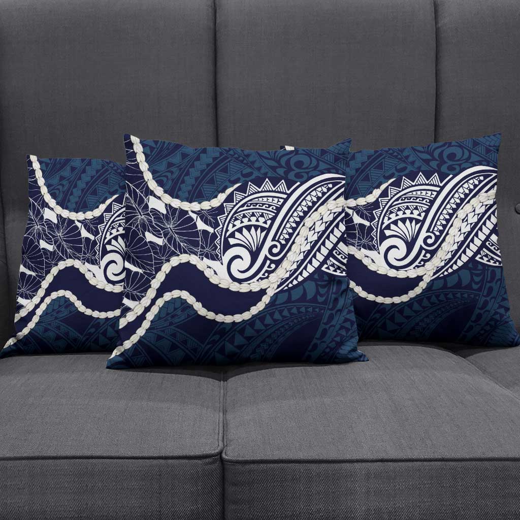 Aloha Hawaii Kalo Pikake Lei Pillow Cover Chest Tattoo Oxford Blue Hawaiian Pattern LT14 - Polynesian Pride