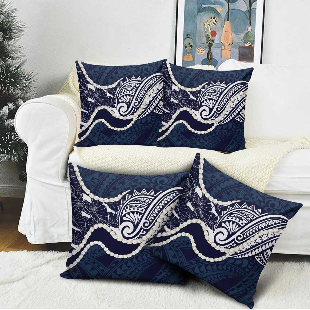 Aloha Hawaii Kalo Pikake Lei Pillow Cover Chest Tattoo Oxford Blue Hawaiian Pattern LT14 - Polynesian Pride