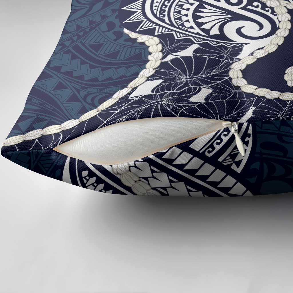 Aloha Hawaii Kalo Pikake Lei Pillow Cover Chest Tattoo Oxford Blue Hawaiian Pattern LT14 - Polynesian Pride