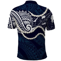 Aloha Hawaii Kalo Pikake Lei Polo Shirt Chest Tattoo Oxford Blue Hawaiian Pattern LT14 - Polynesian Pride