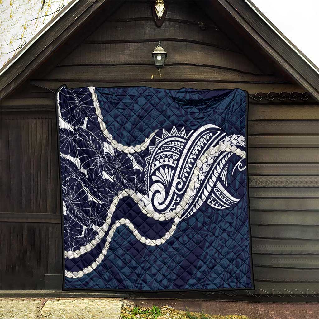 Aloha Hawaii Kalo Pikake Lei Quilt Chest Tattoo Oxford Blue Hawaiian Pattern