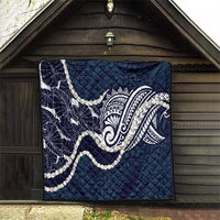 Aloha Hawaii Kalo Pikake Lei Quilt Chest Tattoo Oxford Blue Hawaiian Pattern