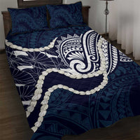 Aloha Hawaii Kalo Pikake Lei Quilt Bed Set Chest Tattoo Oxford Blue Hawaiian Pattern LT14 Oxford Blue - Polynesian Pride