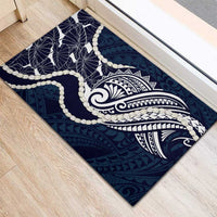 Aloha Hawaii Kalo Pikake Lei Rubber Doormat Chest Tattoo Oxford Blue Hawaiian Pattern LT14 - Polynesian Pride