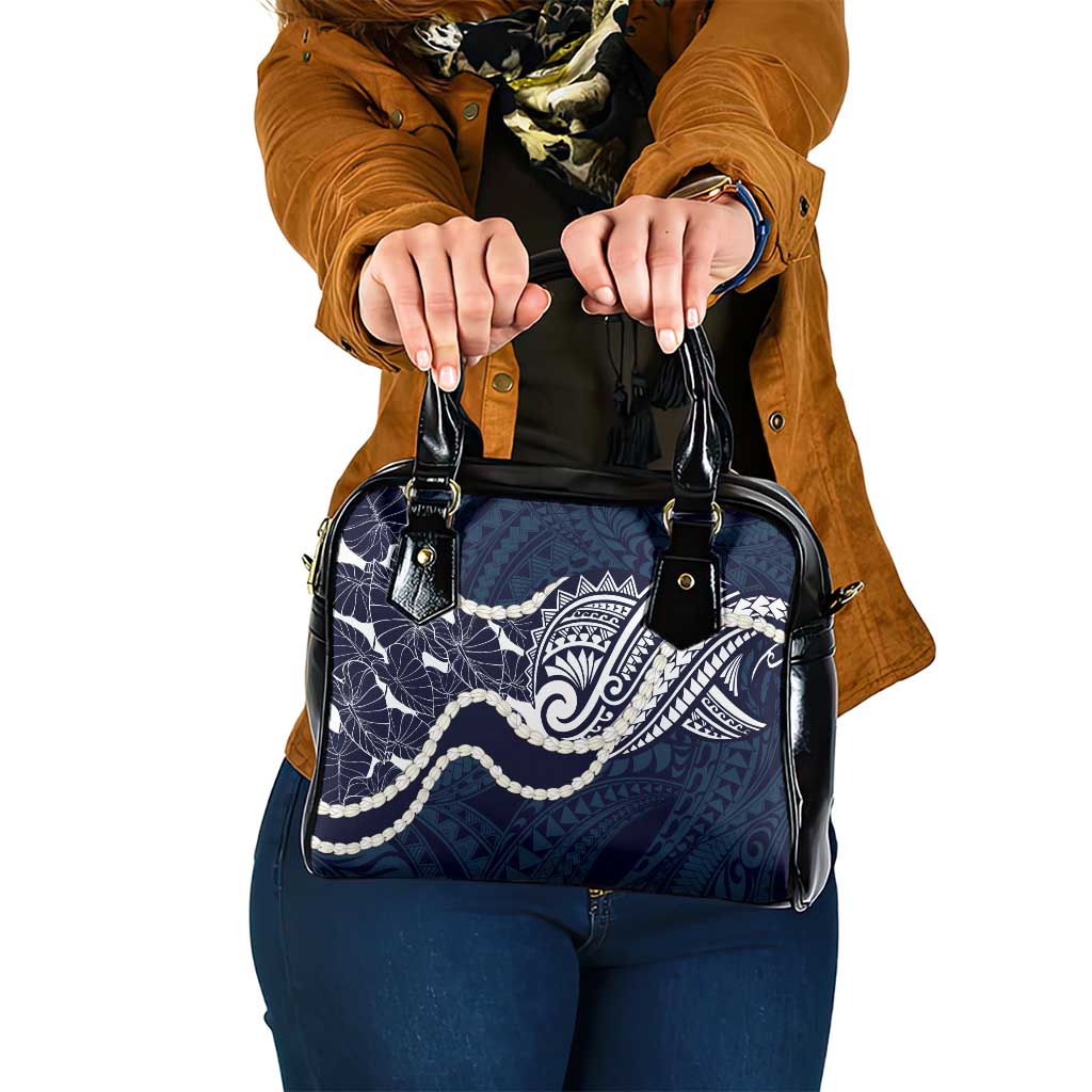 Aloha Hawaii Kalo Pikake Lei Shoulder Handbag Chest Tattoo Oxford Blue Hawaiian Pattern LT14 One Size Oxford Blue - Polynesian Pride
