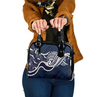 Aloha Hawaii Kalo Pikake Lei Shoulder Handbag Chest Tattoo Oxford Blue Hawaiian Pattern LT14 One Size Oxford Blue - Polynesian Pride