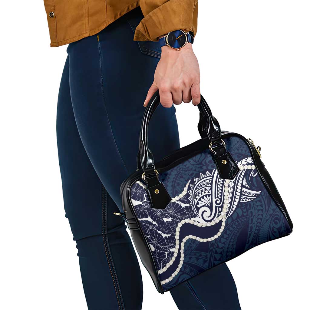 Aloha Hawaii Kalo Pikake Lei Shoulder Handbag Chest Tattoo Oxford Blue Hawaiian Pattern LT14 - Polynesian Pride