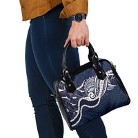 Aloha Hawaii Kalo Pikake Lei Shoulder Handbag Chest Tattoo Oxford Blue Hawaiian Pattern LT14 - Polynesian Pride