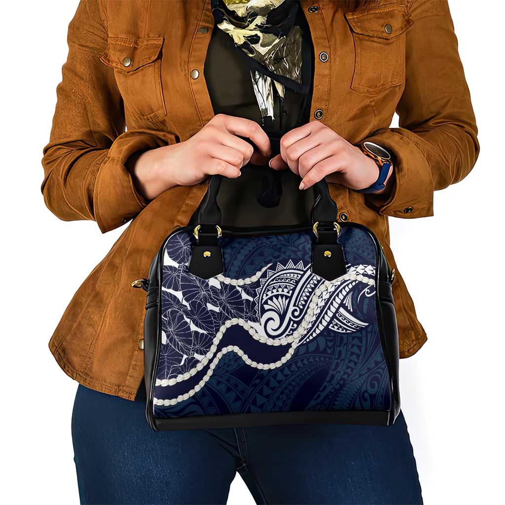 Aloha Hawaii Kalo Pikake Lei Shoulder Handbag Chest Tattoo Oxford Blue Hawaiian Pattern LT14 - Polynesian Pride