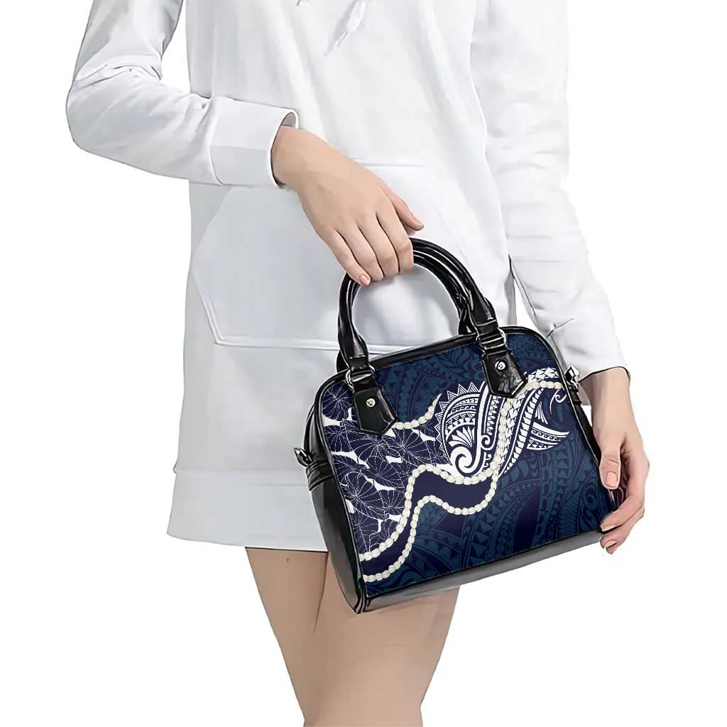 Aloha Hawaii Kalo Pikake Lei Shoulder Handbag Chest Tattoo Oxford Blue Hawaiian Pattern LT14 - Polynesian Pride