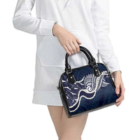 Aloha Hawaii Kalo Pikake Lei Shoulder Handbag Chest Tattoo Oxford Blue Hawaiian Pattern LT14 - Polynesian Pride