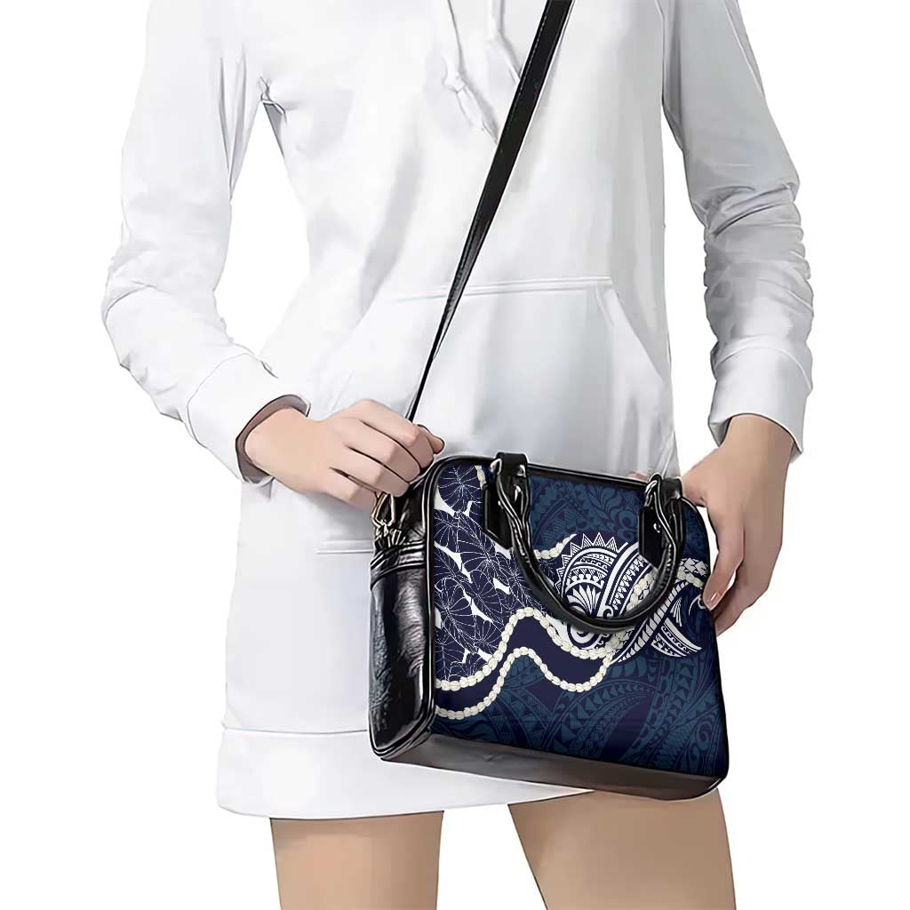 Aloha Hawaii Kalo Pikake Lei Shoulder Handbag Chest Tattoo Oxford Blue Hawaiian Pattern LT14 - Polynesian Pride