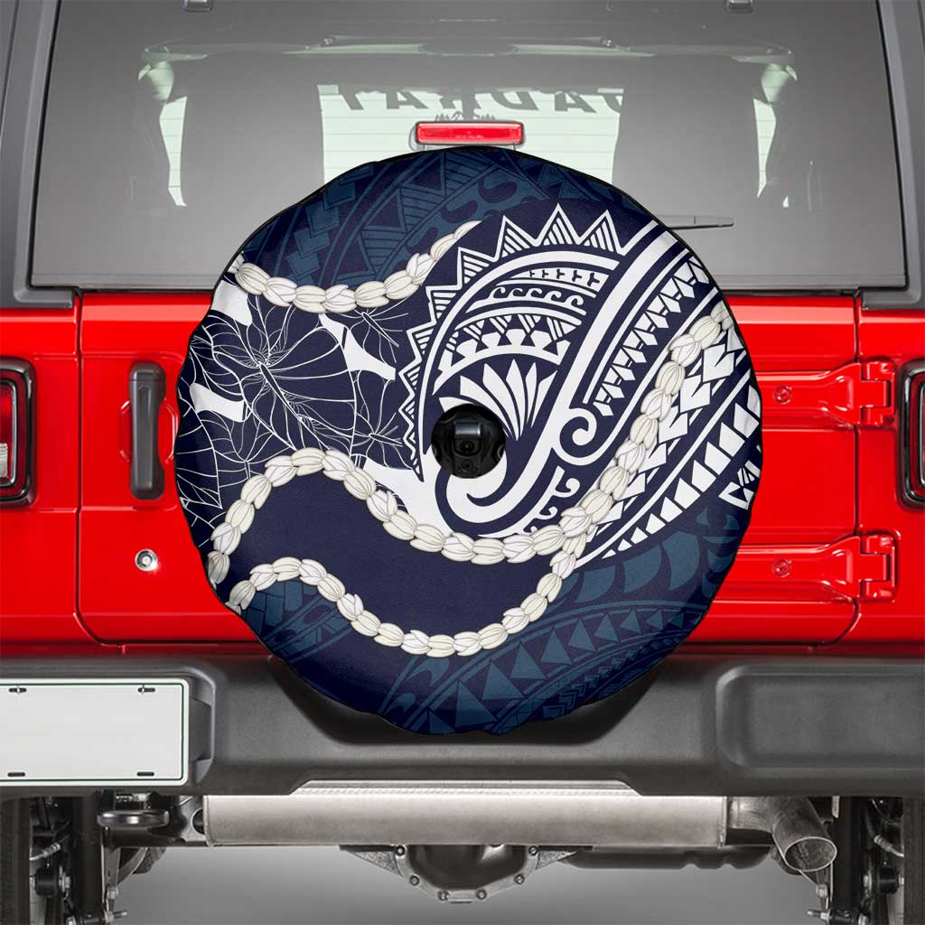 Aloha Hawaii Kalo Pikake Lei Spare Tire Cover Chest Tattoo Oxford Blue Hawaiian Pattern