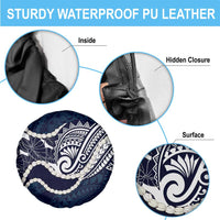 Aloha Hawaii Kalo Pikake Lei Spare Tire Cover Chest Tattoo Oxford Blue Hawaiian Pattern